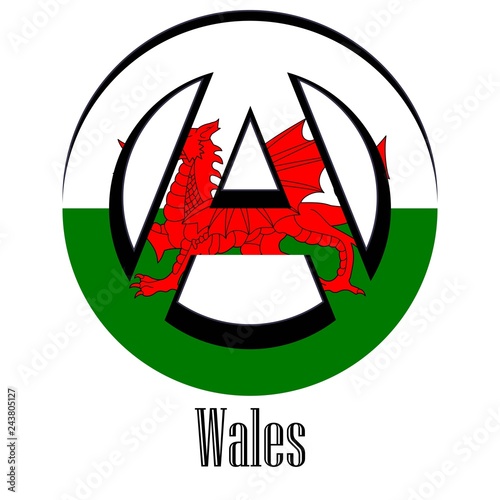 Flag of Wales of the world in the form of a sign of anarchy