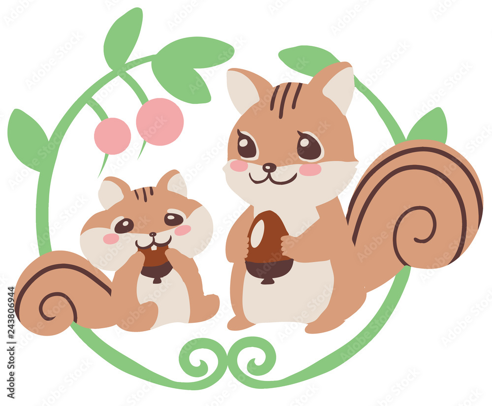 Fototapeta premium 親子の可愛いシマリス -Parent and child cute Chipmunks-