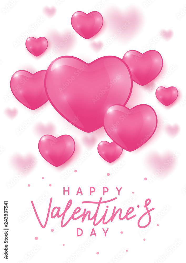 Valentines day greeting card with glossy hearts Valentines day greeting card with glossy hearts