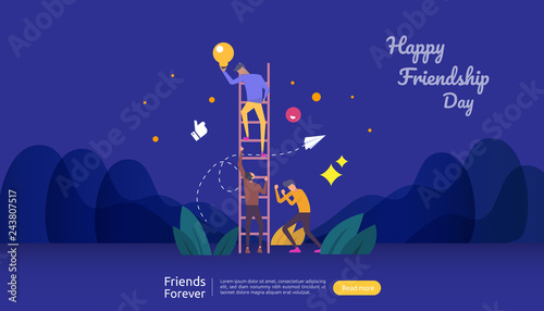 best friends forever concept for celebrating happy friendship day event. vector illustration of social relationship with people character. web landing template, banner, and print media