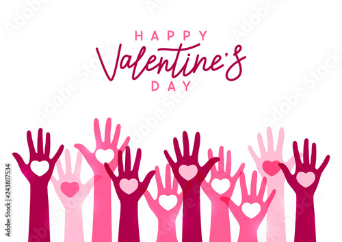 Valentines day greeting card with hands silhouettes
