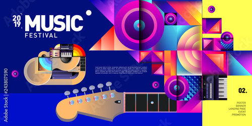Vector Colorful Music Festival for Event Banner and Poster. Colorful Geometric Abstract Background Template in Eps10.