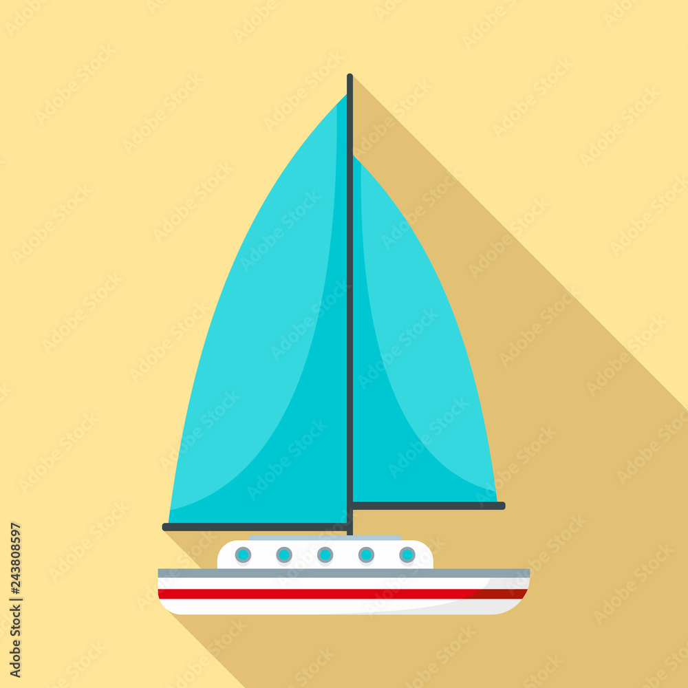 Blue sail boat icon. Flat illustration of blue sail boat vector icon for web design Blue sail boat icon. Flat illustration of blue sail boat vector icon for web design