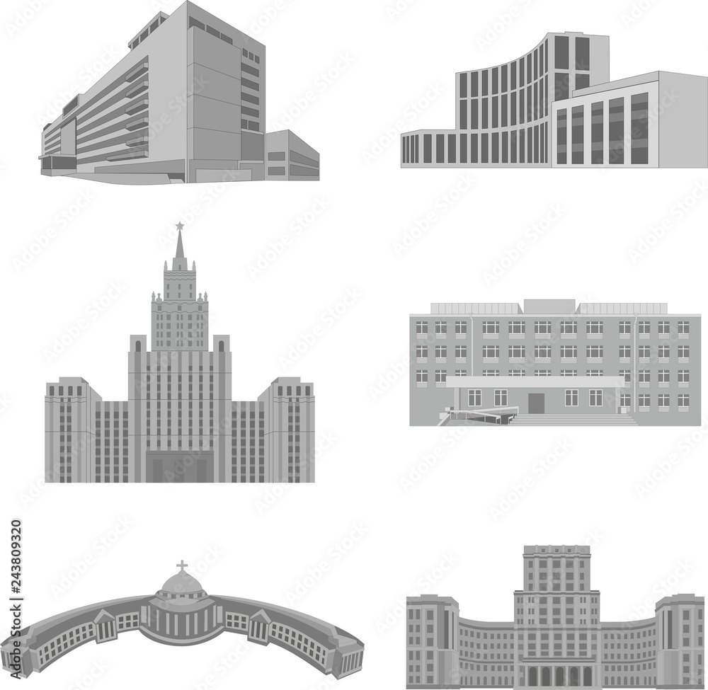 Fototapeta premium moscow landmarks and buildings drawn in vector on a white background