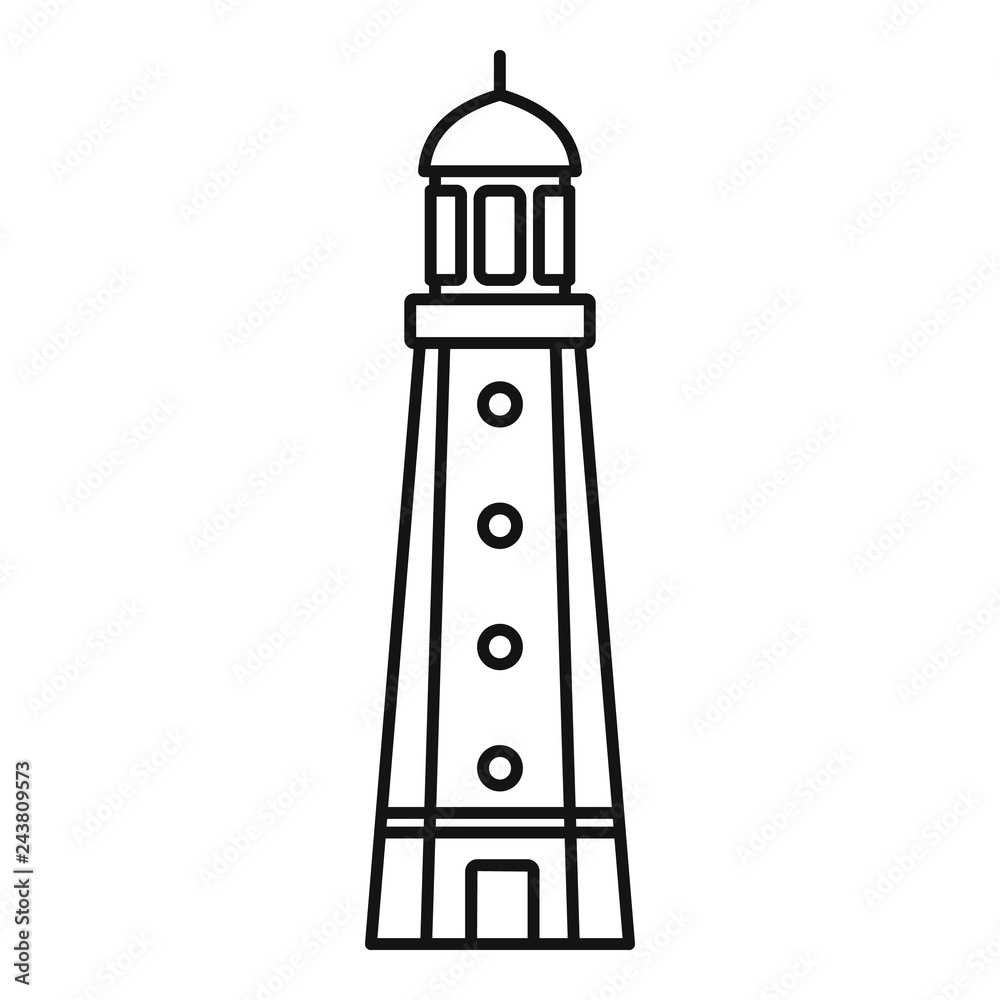 Harbor lighthouse icon. Outline harbor lighthouse vector icon for web design isolated on white background