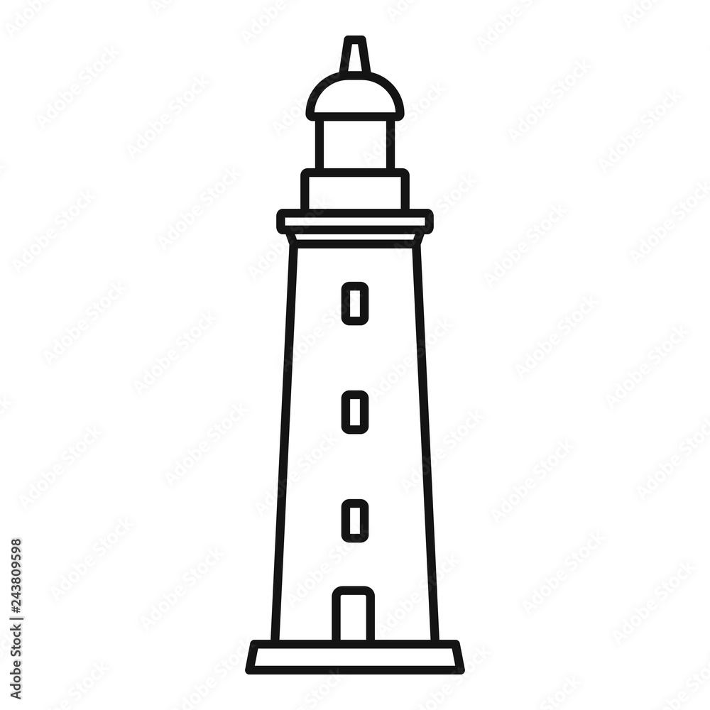 Tower lighthouse icon. Outline tower lighthouse vector icon for web design isolated on white background