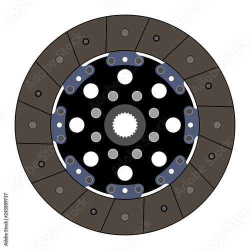 Clutch disc. Transmission equipment. Vector illustration