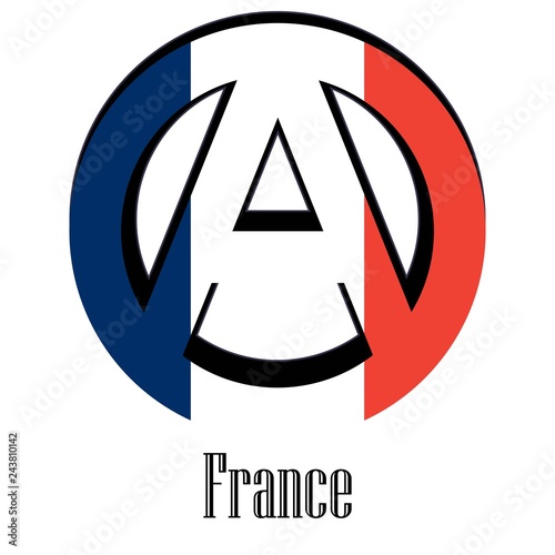 Flag of France of the world in the form of a sign of anarchy