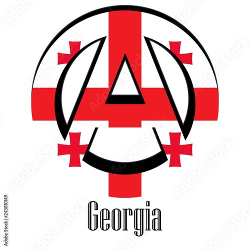 Flag of Georgia of the world in the form of a sign of anarchy
