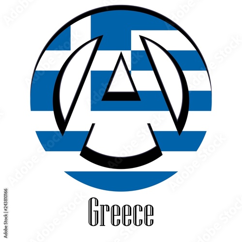 Flag of Greece of the world in the form of a sign of anarchy