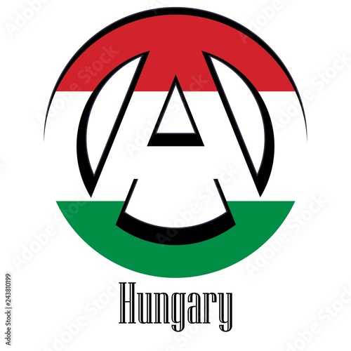 Flag of Hungary of the world in the form of a sign of anarchy