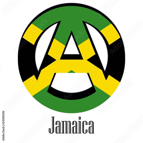Flag of Jamaica of the world in the form of a sign of anarchy