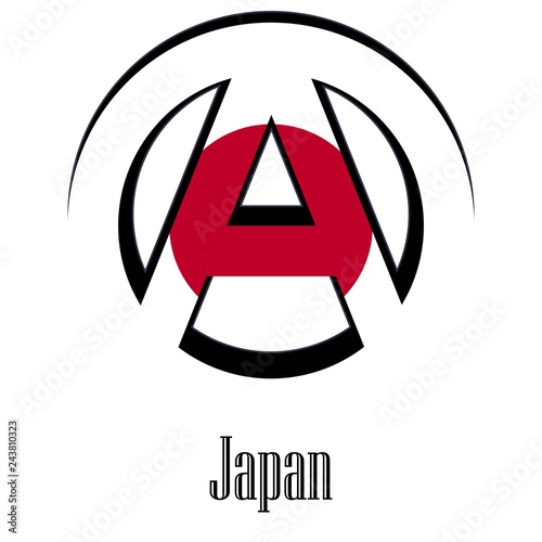 Flag of Japan of the world in the form of a sign of anarchy