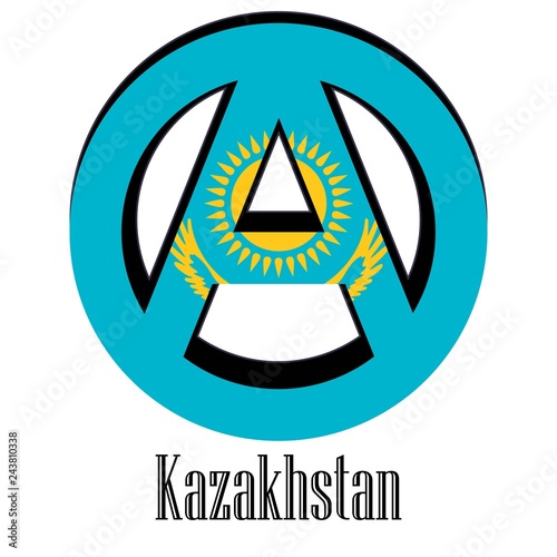 Flag of Kazakhstan of the world in the form of a sign of anarchy