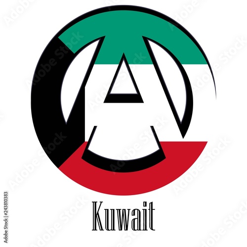 Flag of Kuwait of the world in the form of a sign of anarchy