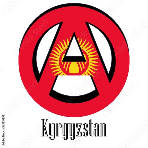 Flag of Kyrgyzstan of the world in the form of a sign of anarchy