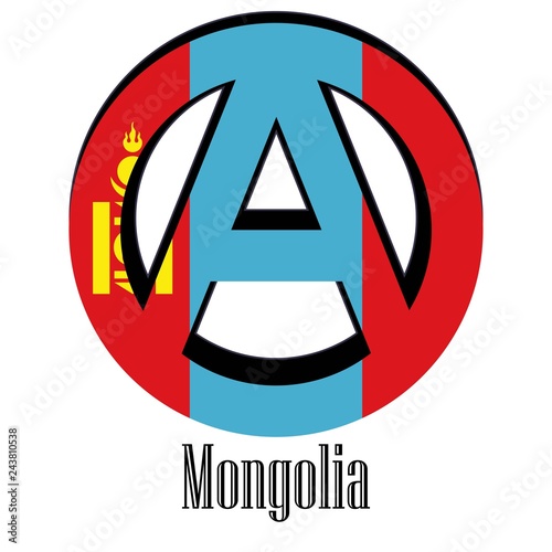 Flag of Mongolia of the world in the form of a sign of anarchy