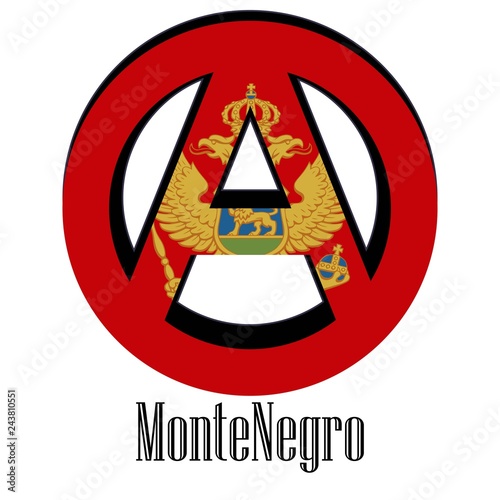 Flag of Montenegro of the world in the form of a sign of anarchy