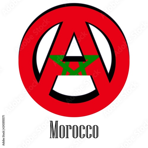 Flag of Morocco of the world in the form of a sign of anarchy