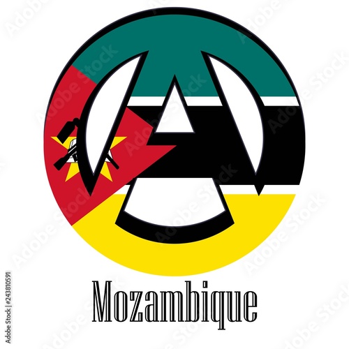 Flag of Mozambique of the world in the form of a sign of anarchy