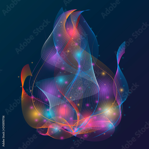 Fantastic composition of glowing abstract lines on a dark background.
