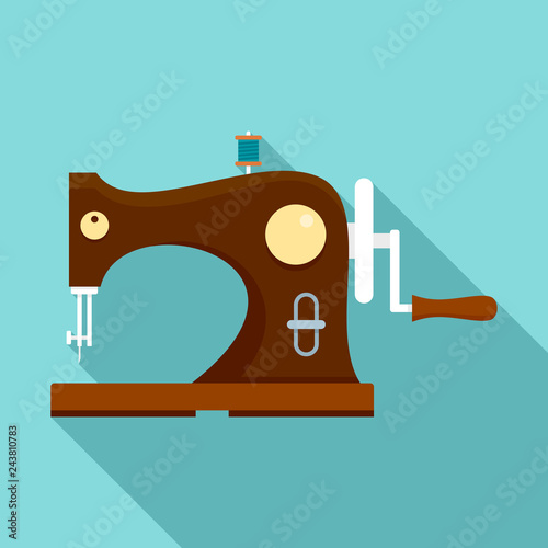 Wood sew machine icon. Flat illustration of wood sew machine vector icon for web design