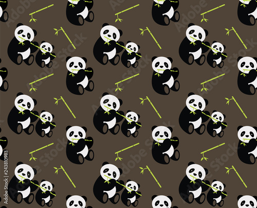 Fototapeta Naklejka Na Ścianę i Meble -  Seamless panda bear pattern. Vector illustration. 