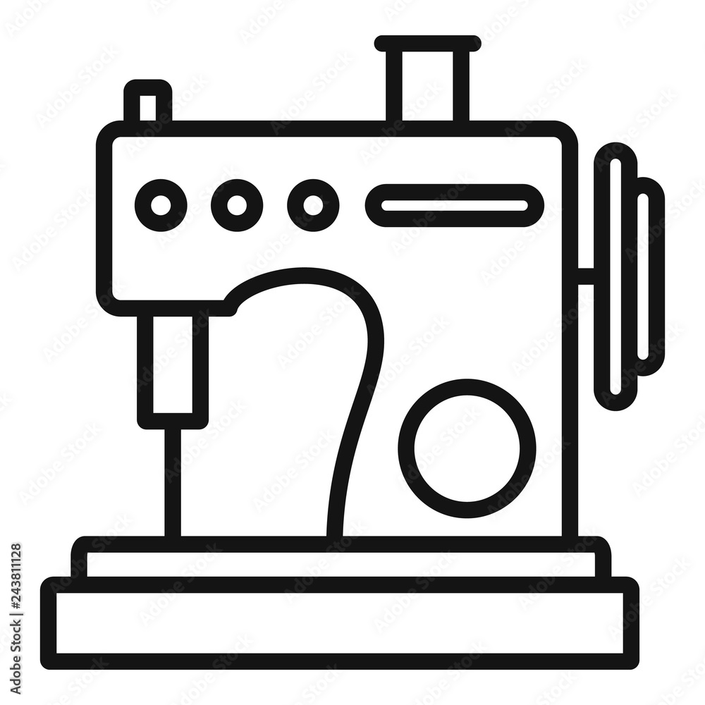 Small sew machine icon. Outline small sew machine vector icon for web design isolated on white background