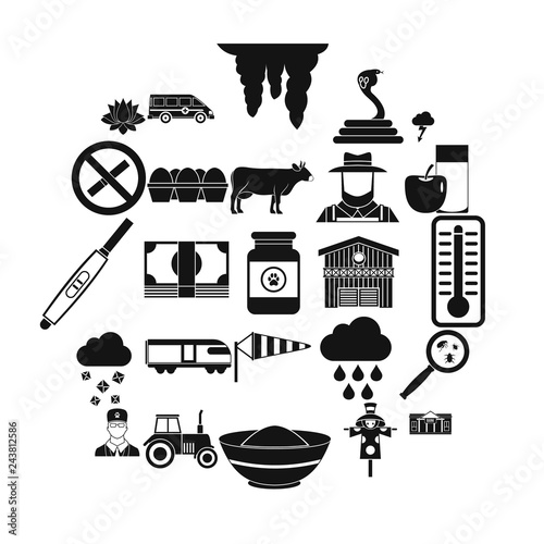 Tillage icons set. Simple set of 25 tillage vector icons for web isolated on white background
