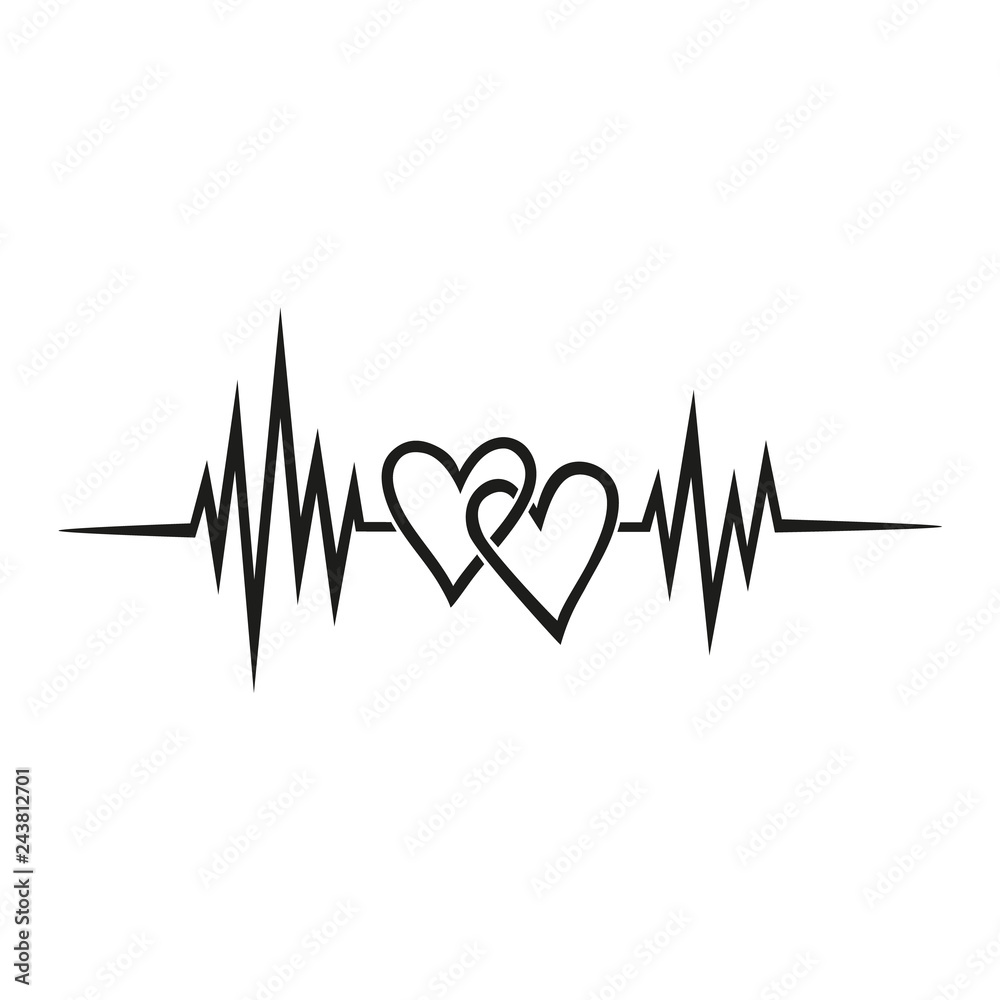 Heartbeat, pulse with double heart, symbol Forever Love for couples, best friends, wedding, Valentine's day and engagement Heartbeat, pulse with double heart, symbol Forever Love for couples, best friends, wedding, Valentine's day and engagement