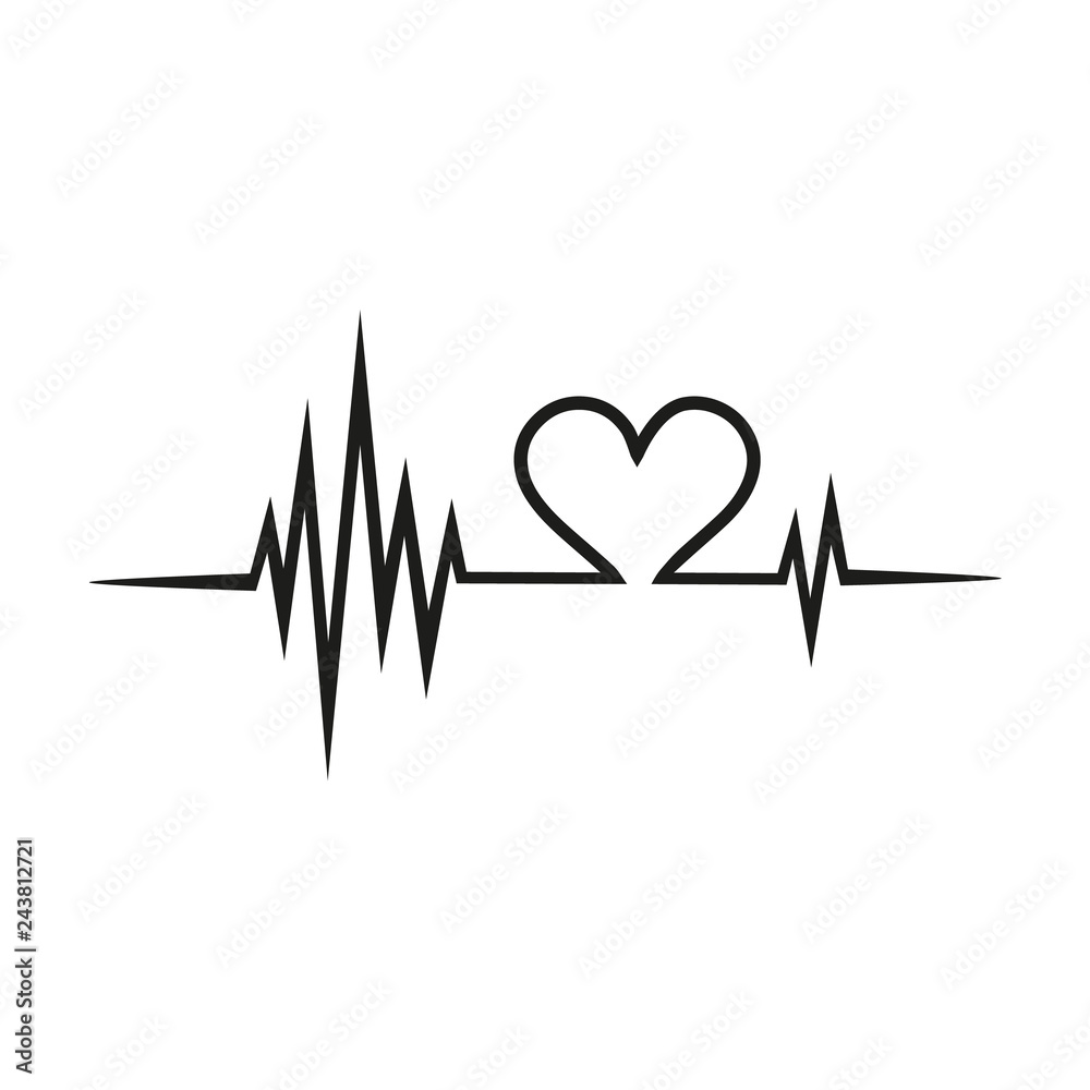 Heartbeat, pulse with heart, my heart beats for .... Stock Vector | Adobe  Stock