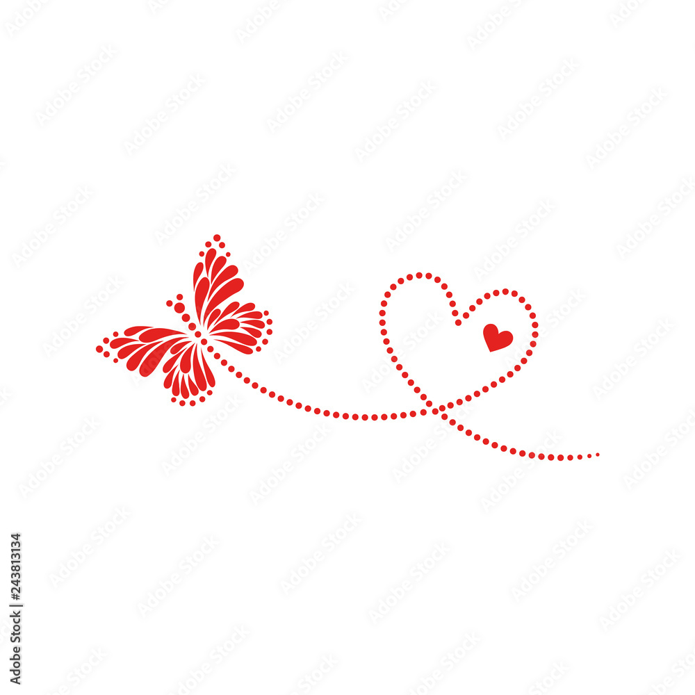 Butterfly with heart, love symbol, Valentines day Stock Vector ...