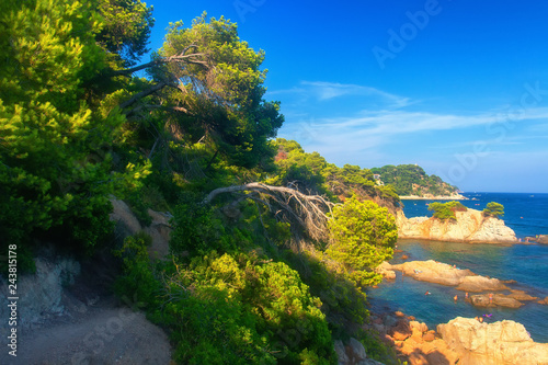 Costa Brava sea coast in afternoon sunlight