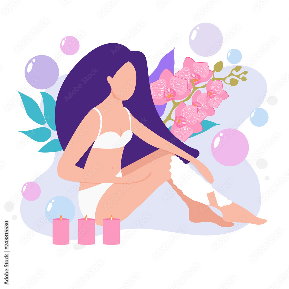 Illustration of a Girl Holding a Razor Shaving Hair Off Her Legs Illustration of a Girl Holding a Razor Shaving Hair Off Her Legs
