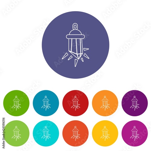 Diamond amulet icons color set vector for any web design on white background
