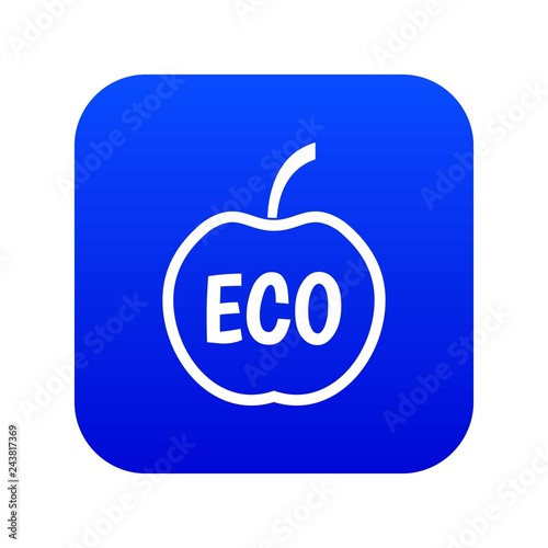 ECO apple icon digital blue for any design isolated on white vector illustration