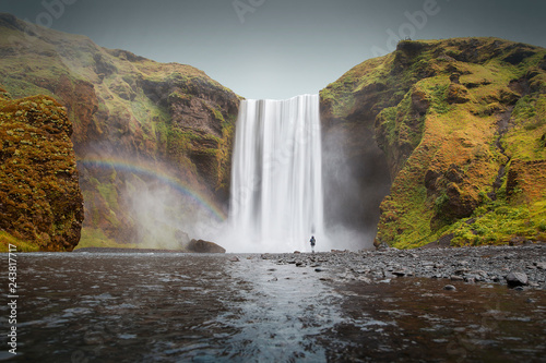 landscape of the skogafoss waterfall