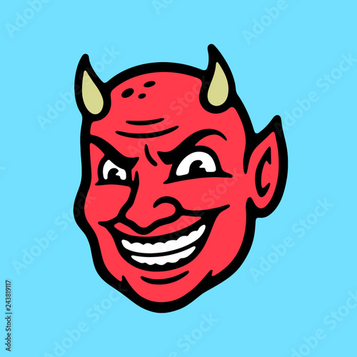 DEVIL HEAD COLOR BLUE BACKGROUND
