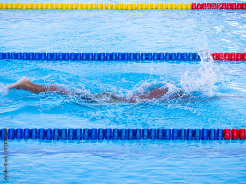 Young man in the swimming.