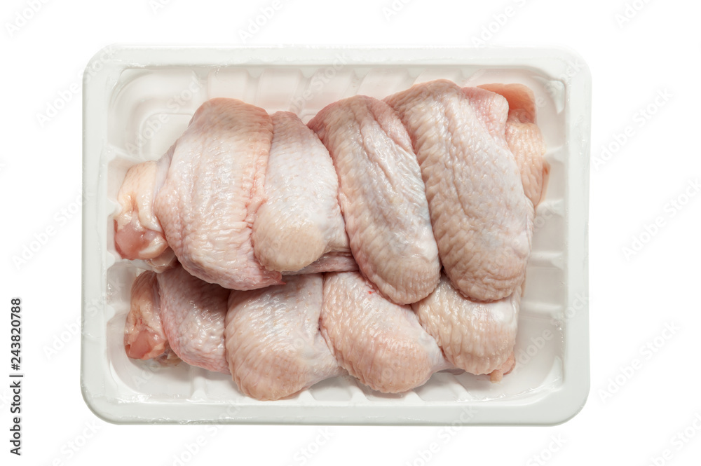 chicken wings in plastic box isolated chicken wings in plastic box isolated
