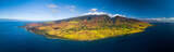 Aerial panorama of the west coast of Maui near the town of Lahaina, Hawaii, USA