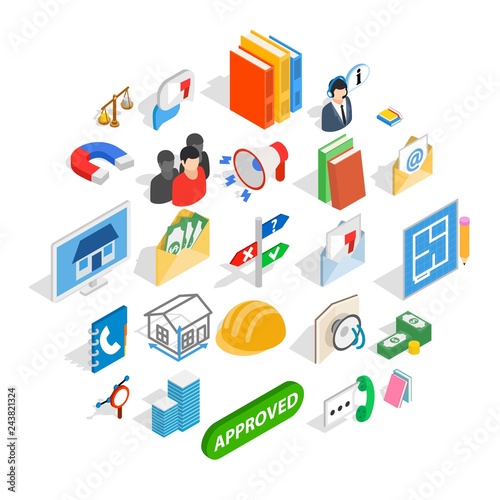 Brigade icons set. Isometric set of 25 brigade vector icons for web isolated on white background