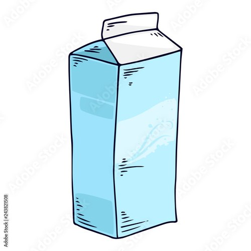 Packaging of milk or juice hand drawn. Vector illustration of a pack of milk or juice. Milk carton pack icon.