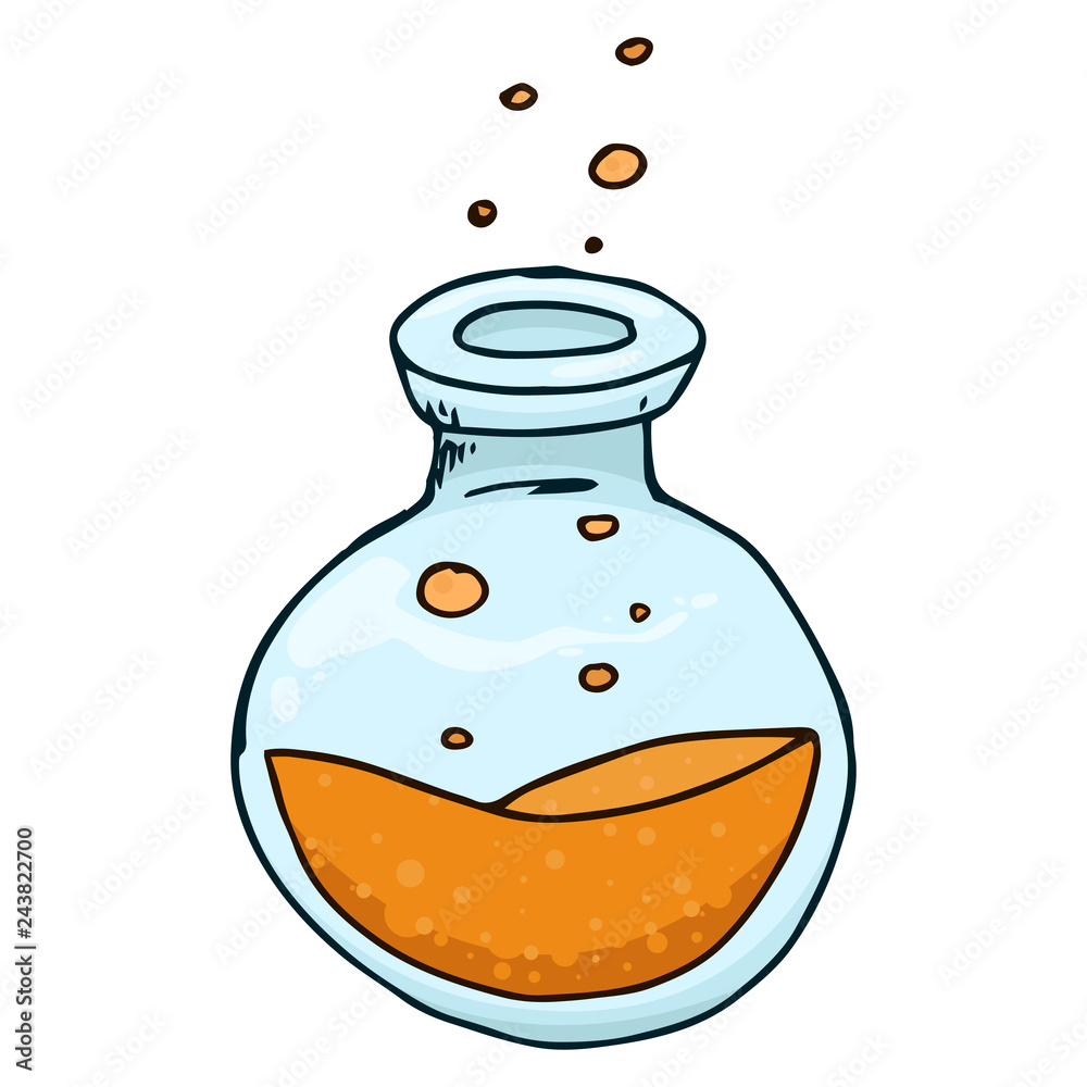 Jar with orange liquid and bubbles hand drawn. Vector illustration of a jar. Jar with bubbles icon. Jar with orange liquid and bubbles hand drawn. Vector illustration of a jar. Jar with bubbles icon.