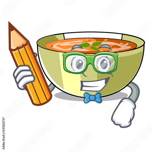 Student Cartoon lentil soup ready to served photo