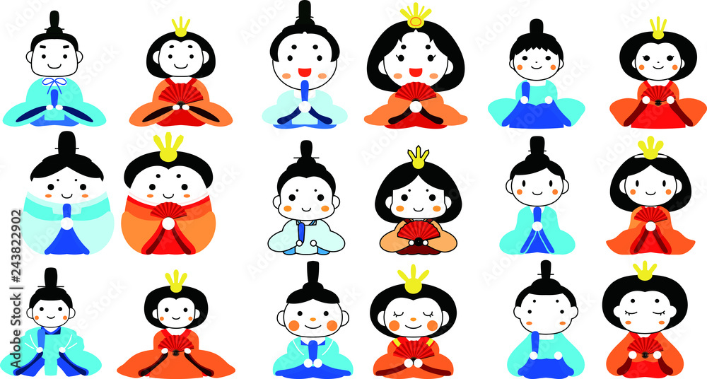 Japanese cute Hina dolls set Japanese cute Hina dolls set