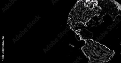 Dotted Planet Earh Globe 3D Rendered 4k Animation Video. 