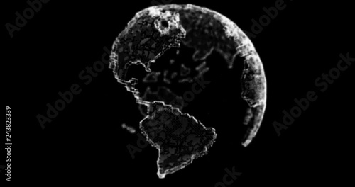 Dot Artwork Planet Earh Globe 3D Rendered 4k Animation Video. 