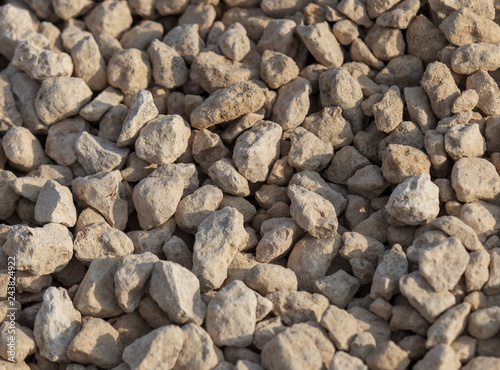 White gravel on a construction site as an abstract background