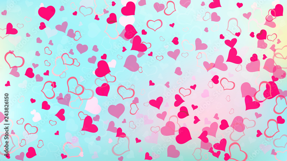 Red hearts of confetti are flying. Happy background. Red on Ggradient background Vector. Part of the design of wallpaper, textiles, packaging, printing, holiday invitation for Valentine's Day. Red hearts of confetti are flying. Happy background. Red on Ggradient background Vector. Part of the design of wallpaper, textiles, packaging, printing, holiday invitation for Valentine's Day.